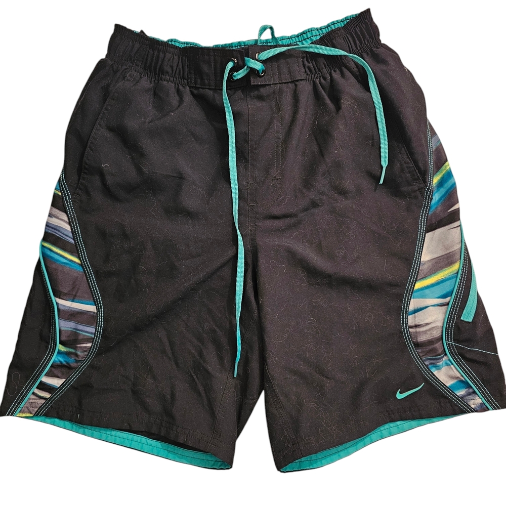 Nike Black and Teal Swim Shorts